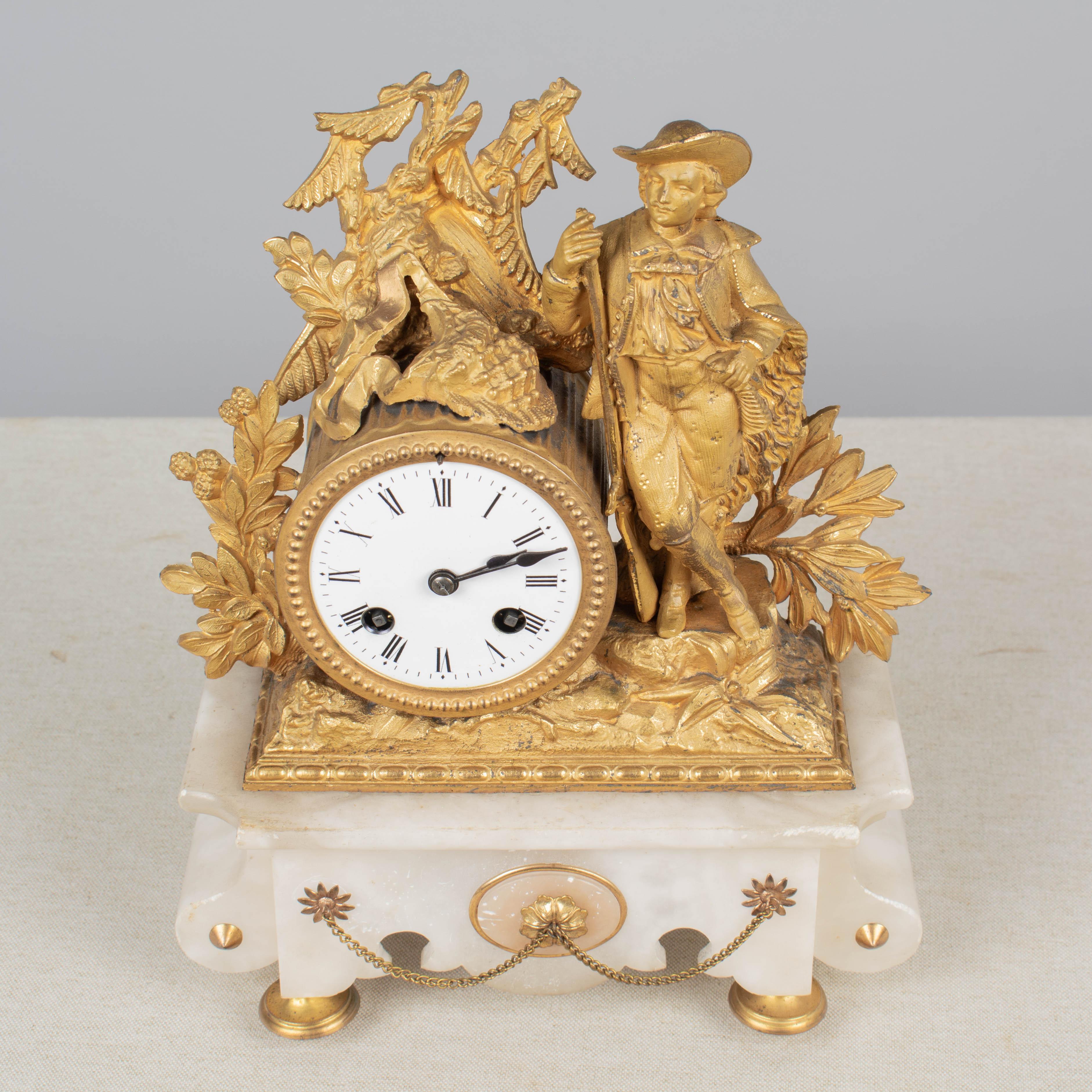 19th Century French Gilt Bronze Mantel Clock by Philippe Mourey For Sale 4