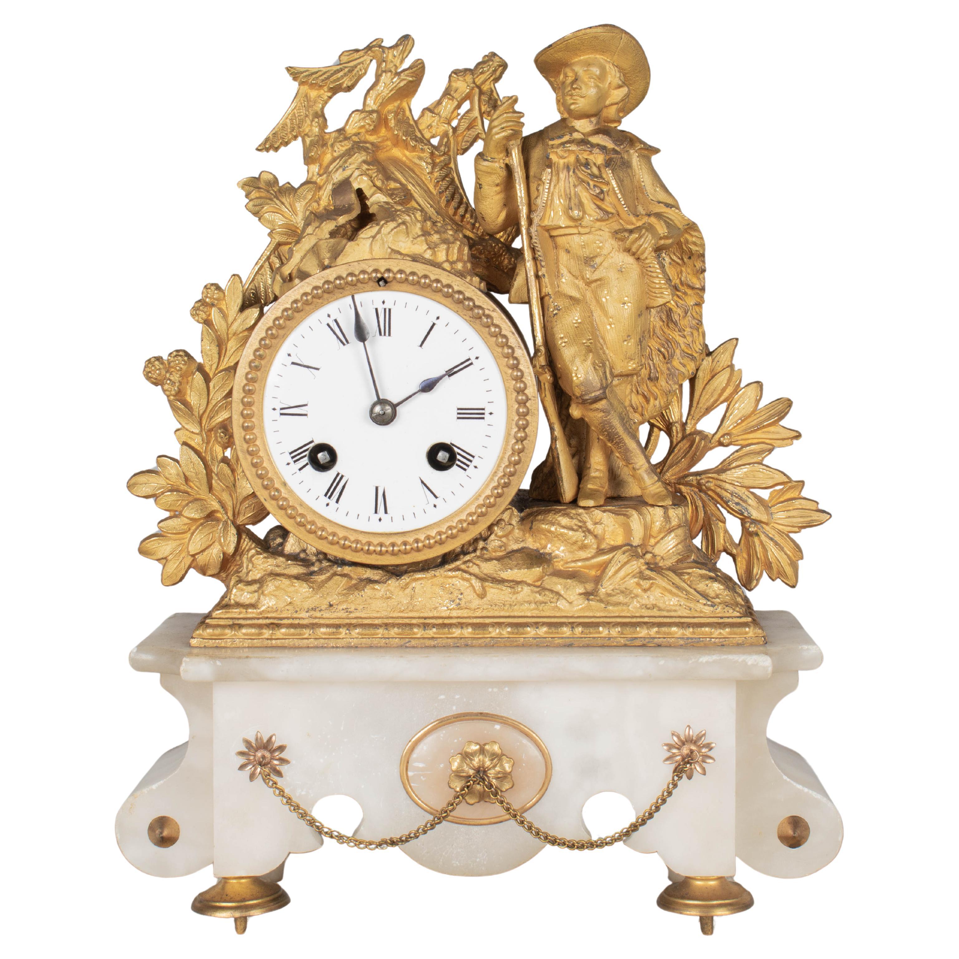 19th Century French Gilt Bronze Mantel Clock by Philippe Mourey For Sale