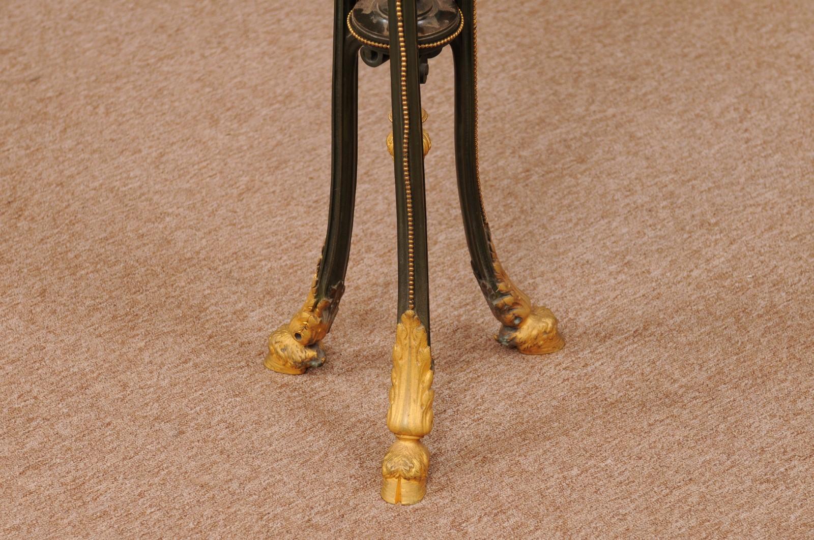 19th Century French Gilt Bronze & Marble Gueridon with Hoof Feet For Sale 8