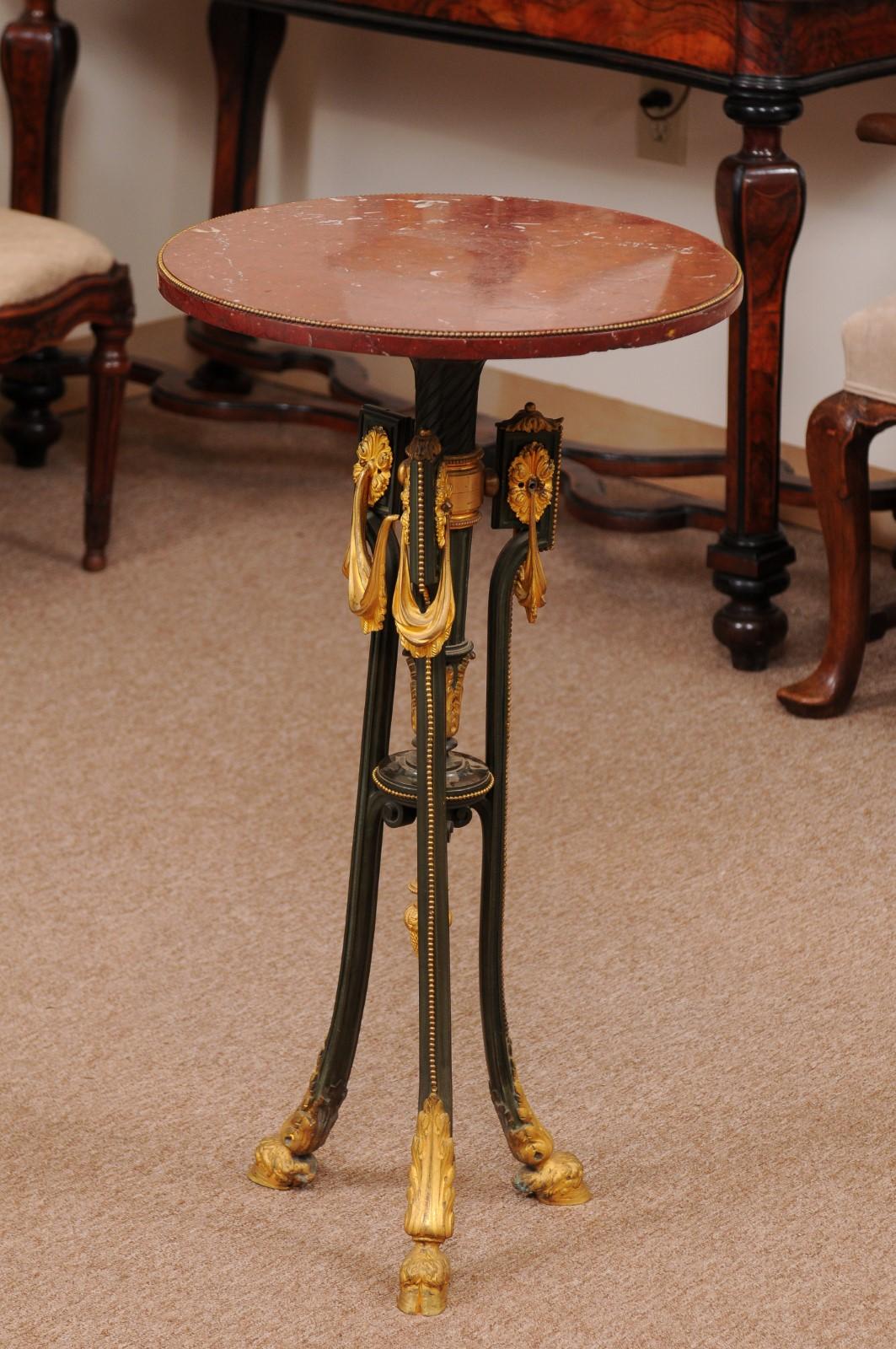 19th Century French Gilt Bronze & Marble Gueridon with Hoof Feet For Sale 10