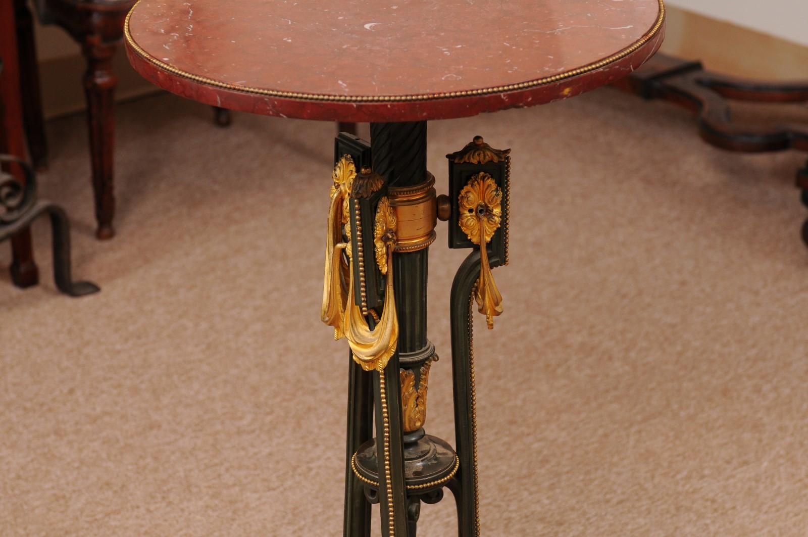 19th Century French Gilt Bronze & Marble Gueridon with Hoof Feet For Sale 12