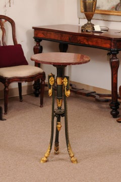 19th Century French Gilt Bronze & Marble Gueridon with Hoof Feet