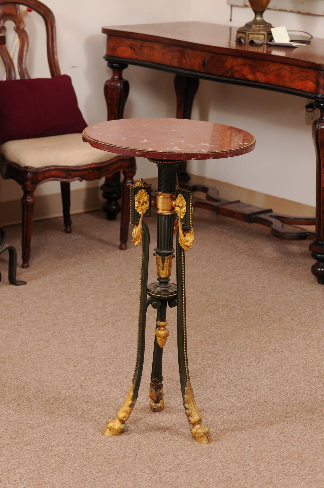 19th Century French Gilt Bronze & Marble Gueridon with Hoof Feet For Sale 2