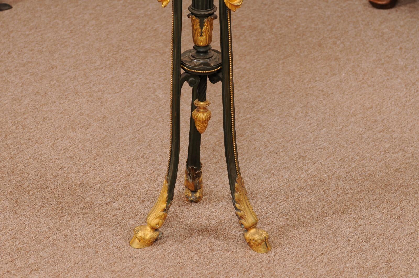 19th Century French Gilt Bronze & Marble Gueridon with Hoof Feet For Sale 3