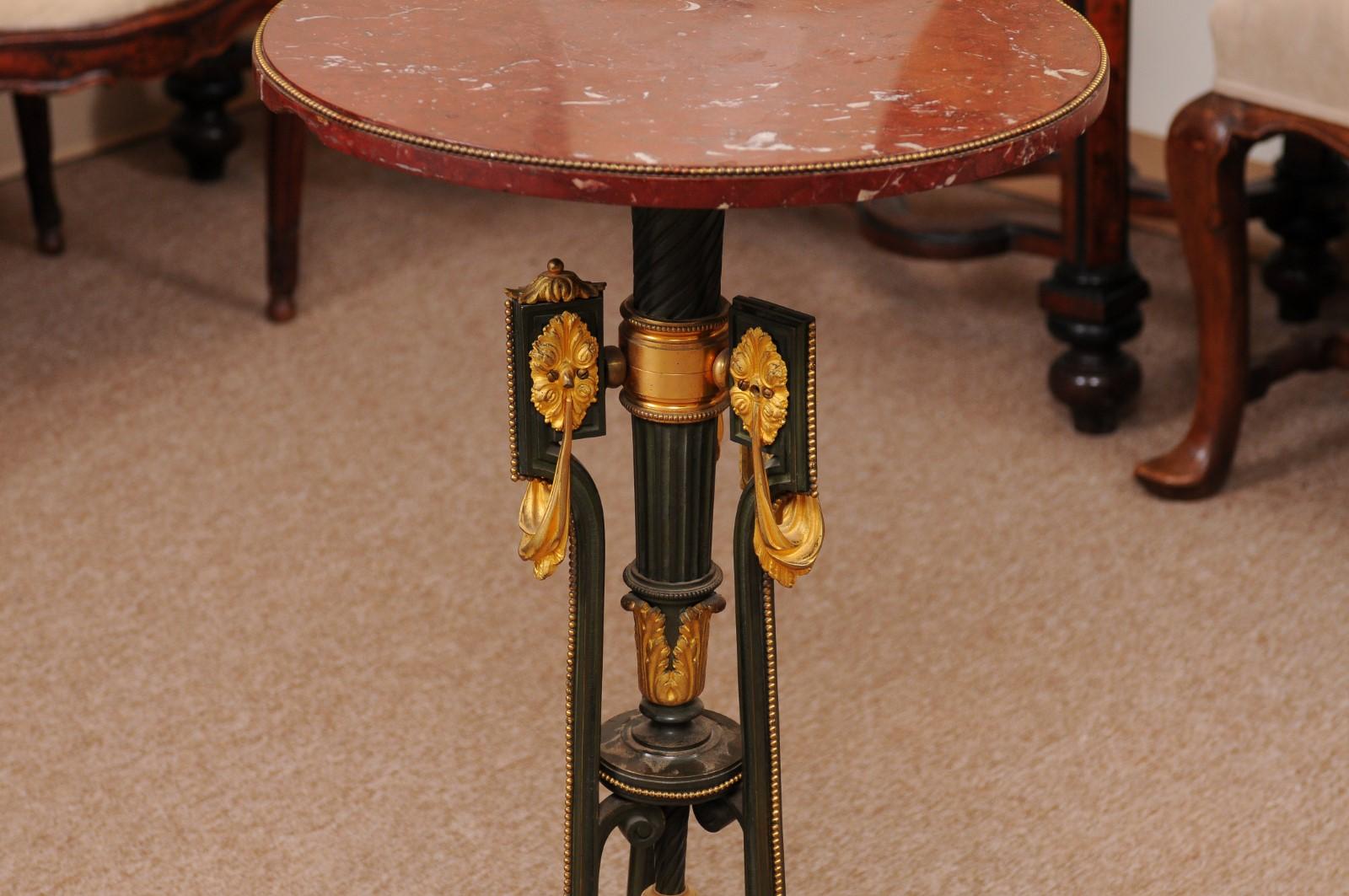 19th Century French Gilt Bronze & Marble Gueridon with Hoof Feet For Sale 4