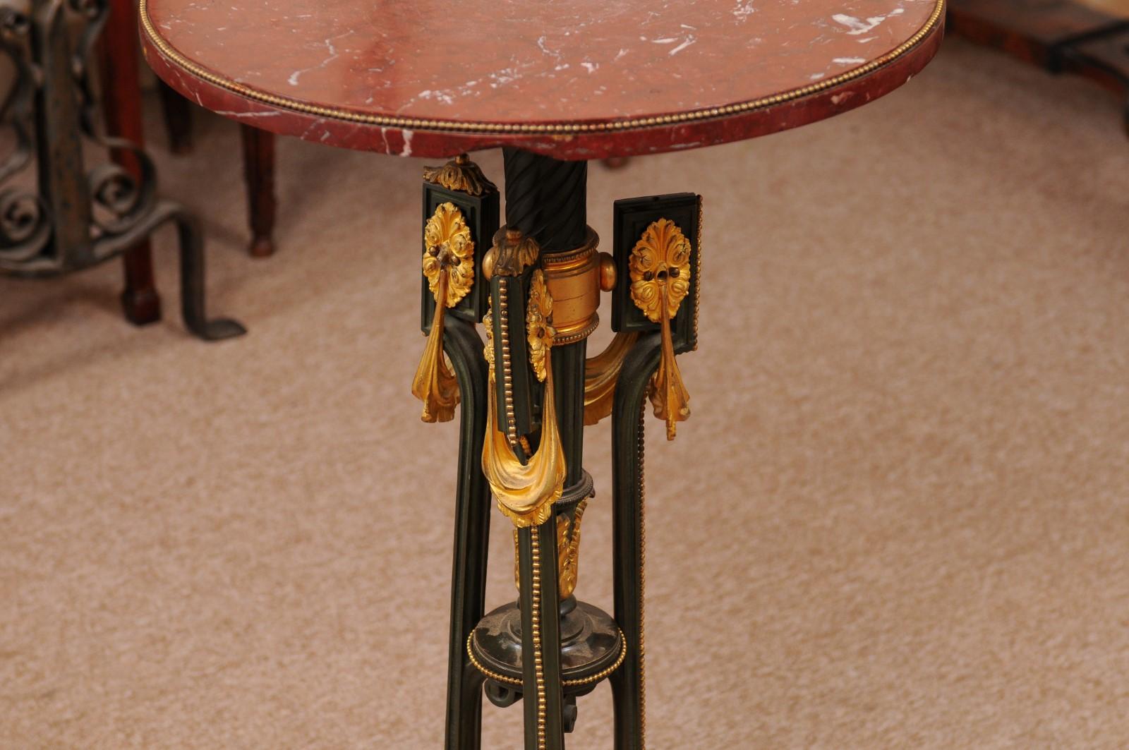 19th Century French Gilt Bronze & Marble Gueridon with Hoof Feet For Sale 7