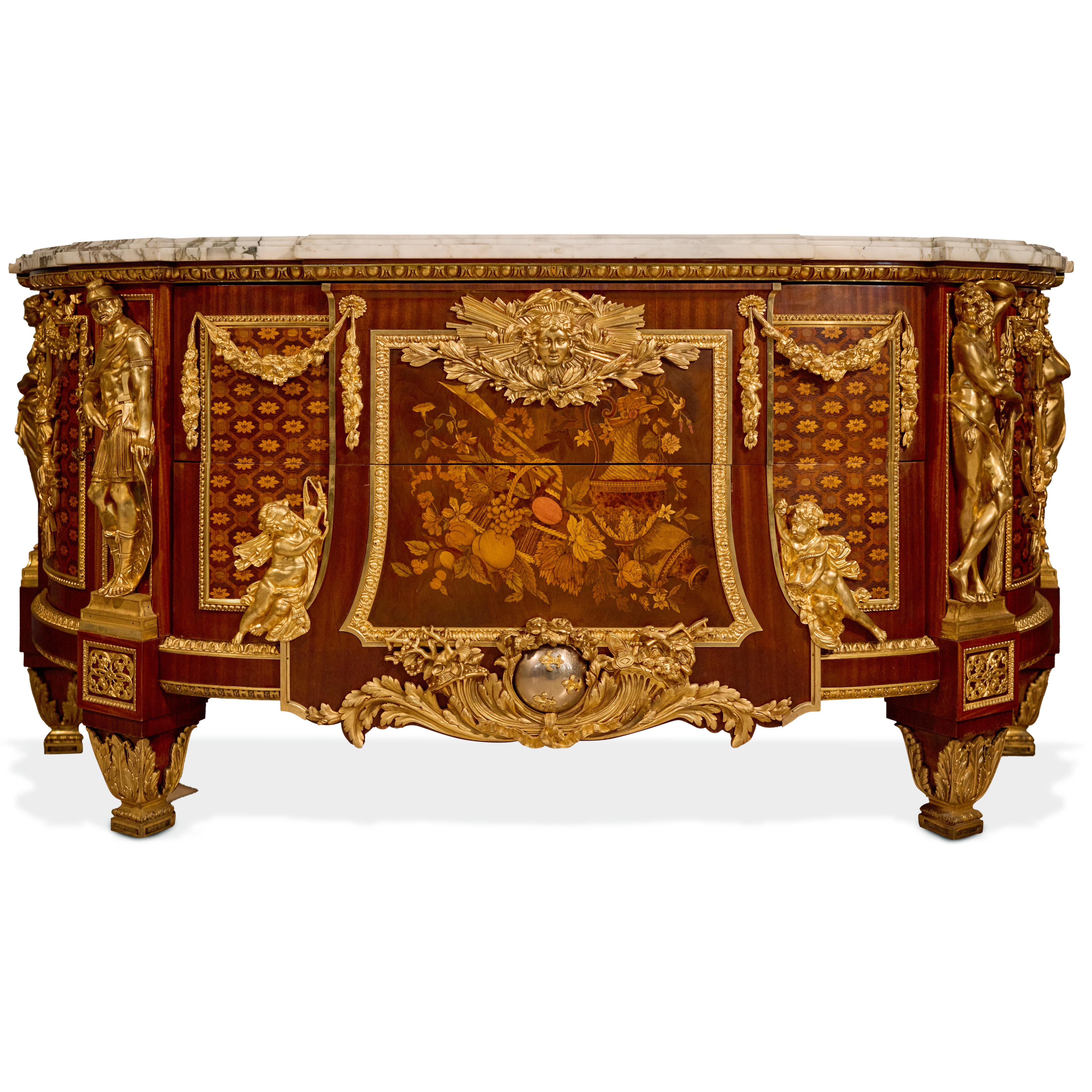 19th Century French Gilt-Bronze Mounted Commode after Jean-Henri Riesener For Sale 9