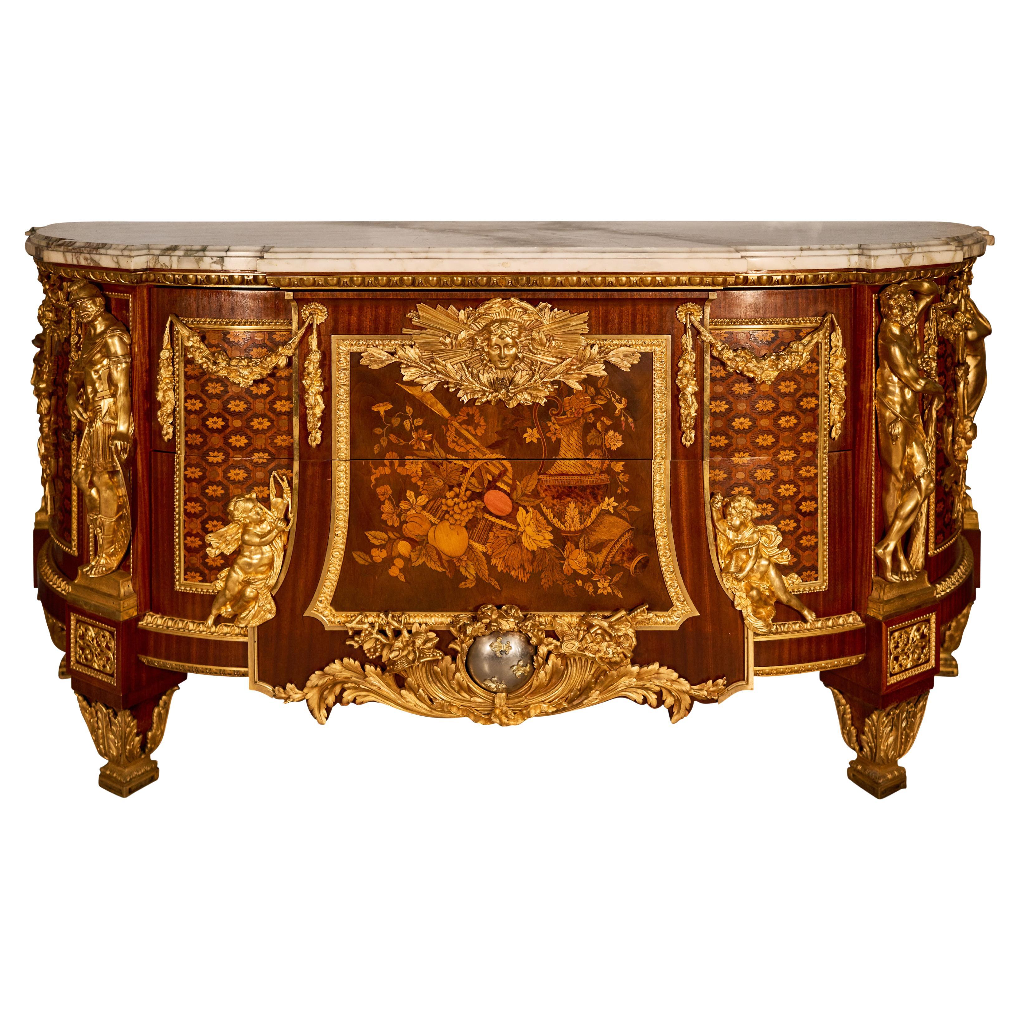 19th Century French Gilt-Bronze Mounted Commode after Jean-Henri Riesener For Sale