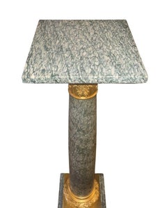 19th Century French Gilt Bronze-Mounted Pedestal with Rare Green Marble.