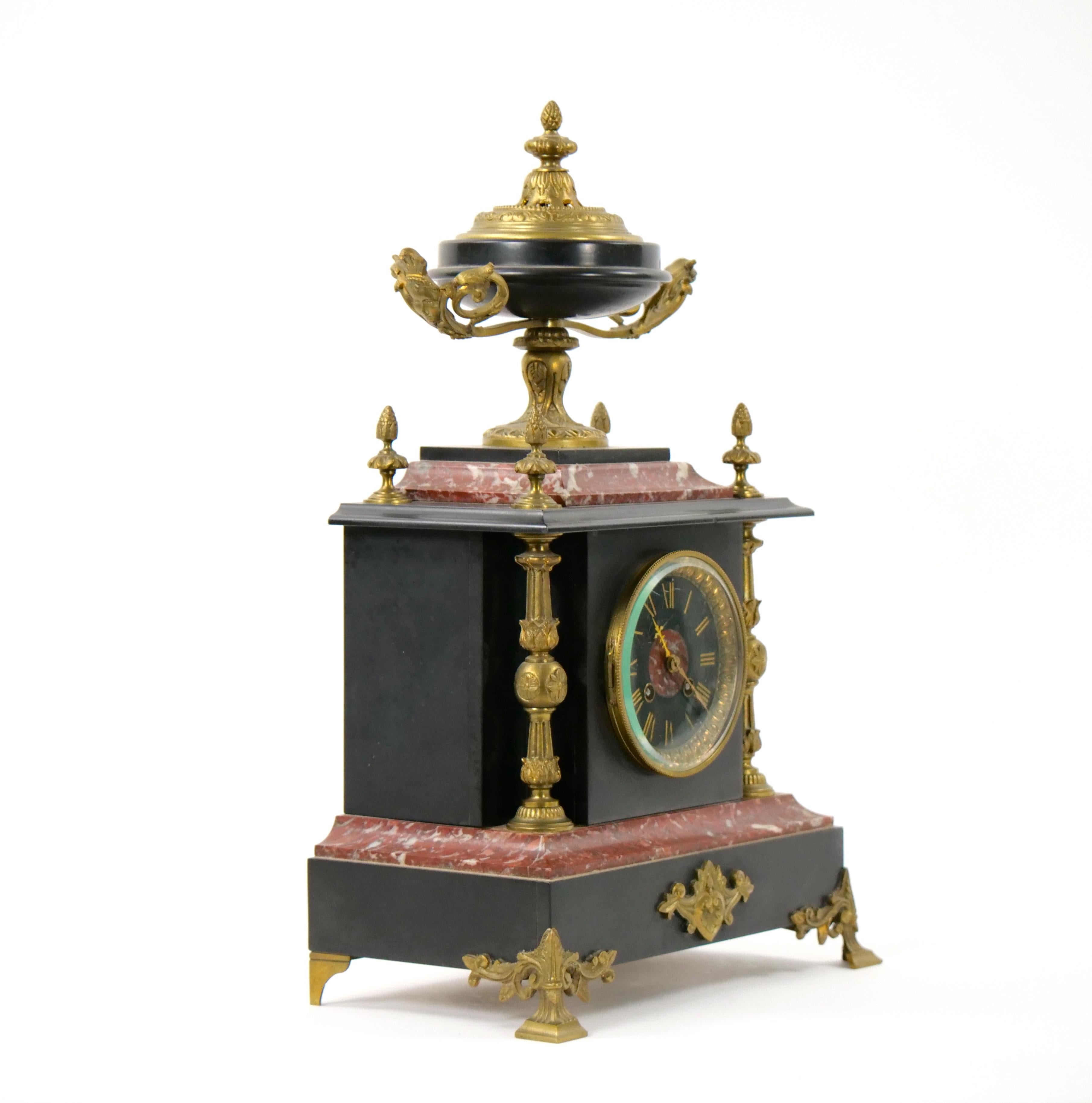 french slate and marble mantle clock