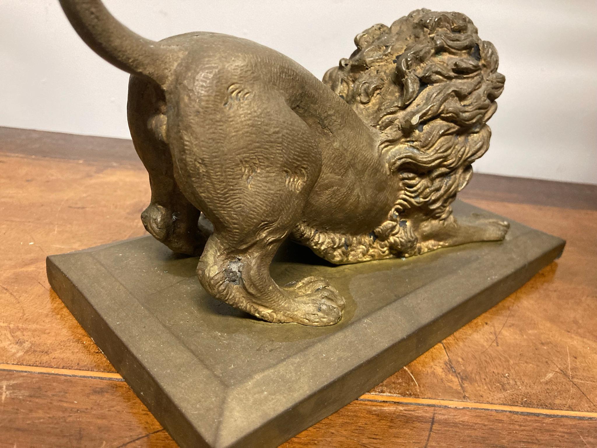 19th Century French Gilt Bronze of a Crouching Lion 5
