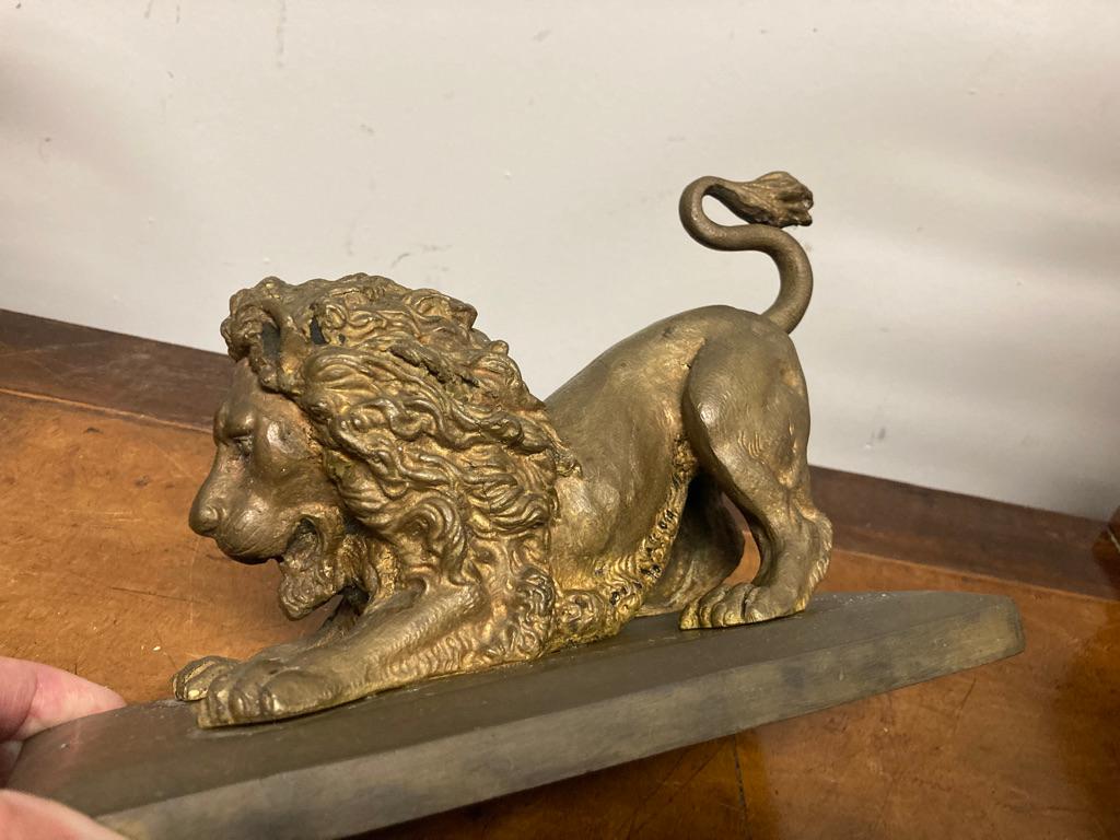 19th Century French Gilt Bronze of a Crouching Lion 8