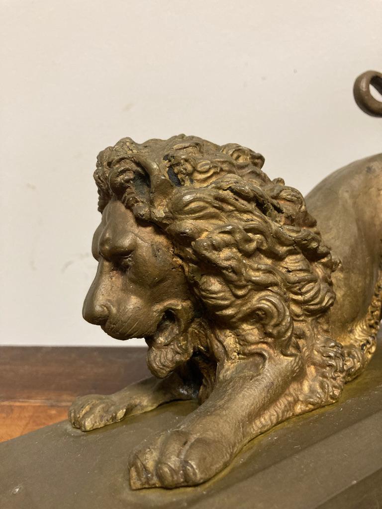 19th Century French Gilt Bronze of a Crouching Lion 10