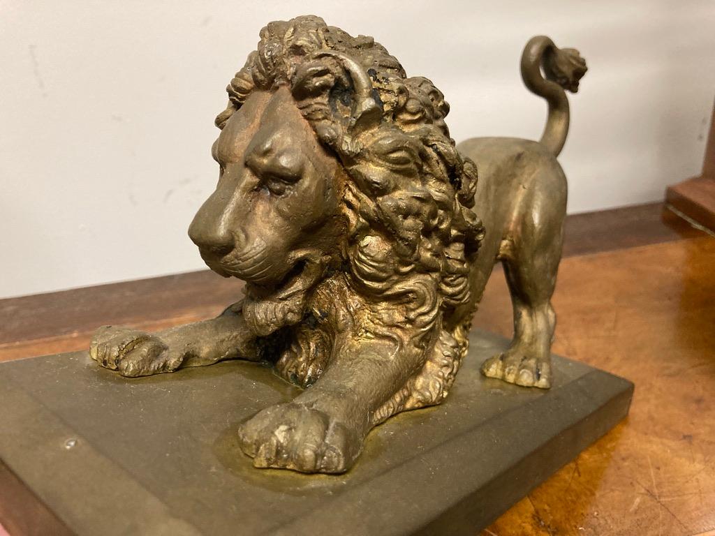 Cast 19th Century French Gilt Bronze of a Crouching Lion
