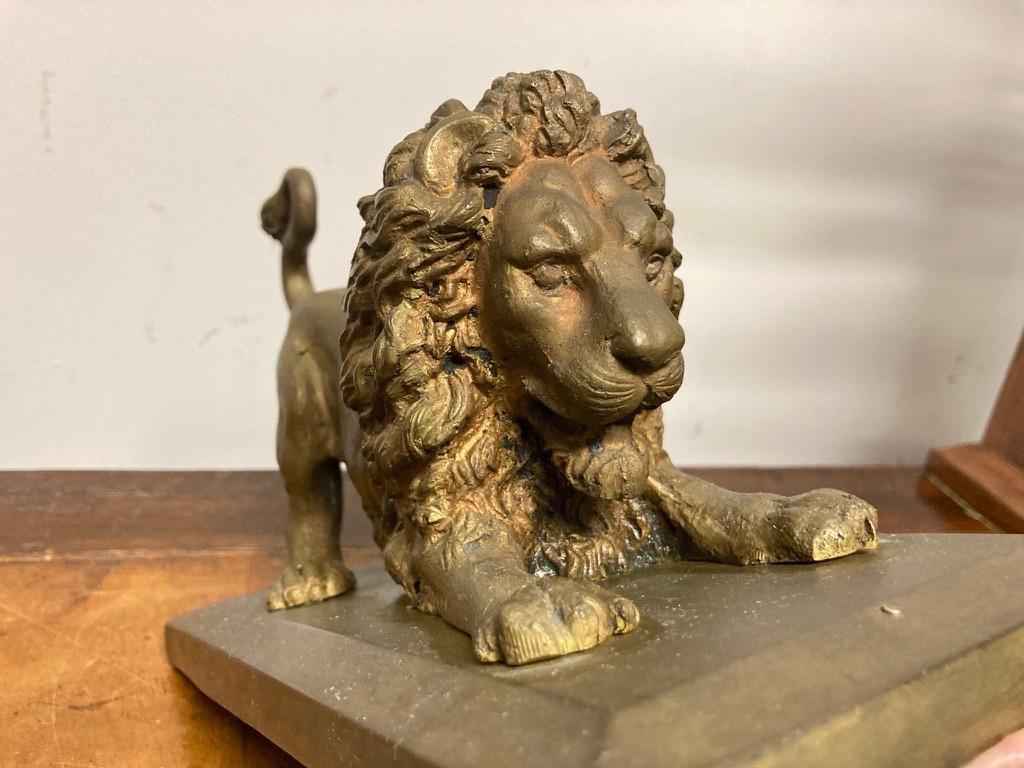 19th Century French Gilt Bronze of a Crouching Lion In Good Condition In Stamford, CT