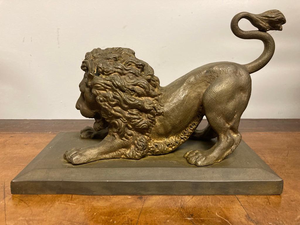 19th Century French Gilt Bronze of a Crouching Lion 1