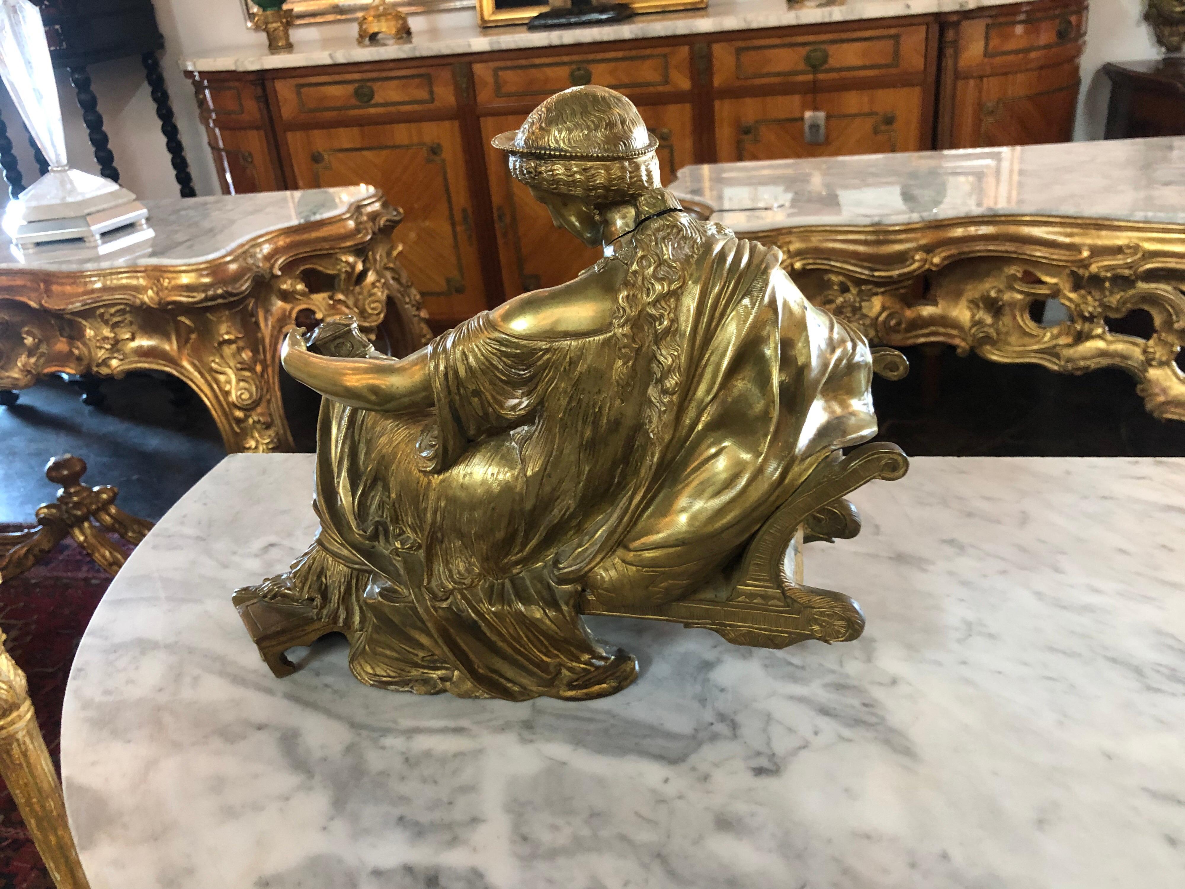 19th Century French Gilt Bronze of Classical Lady In Good Condition In Dallas, TX