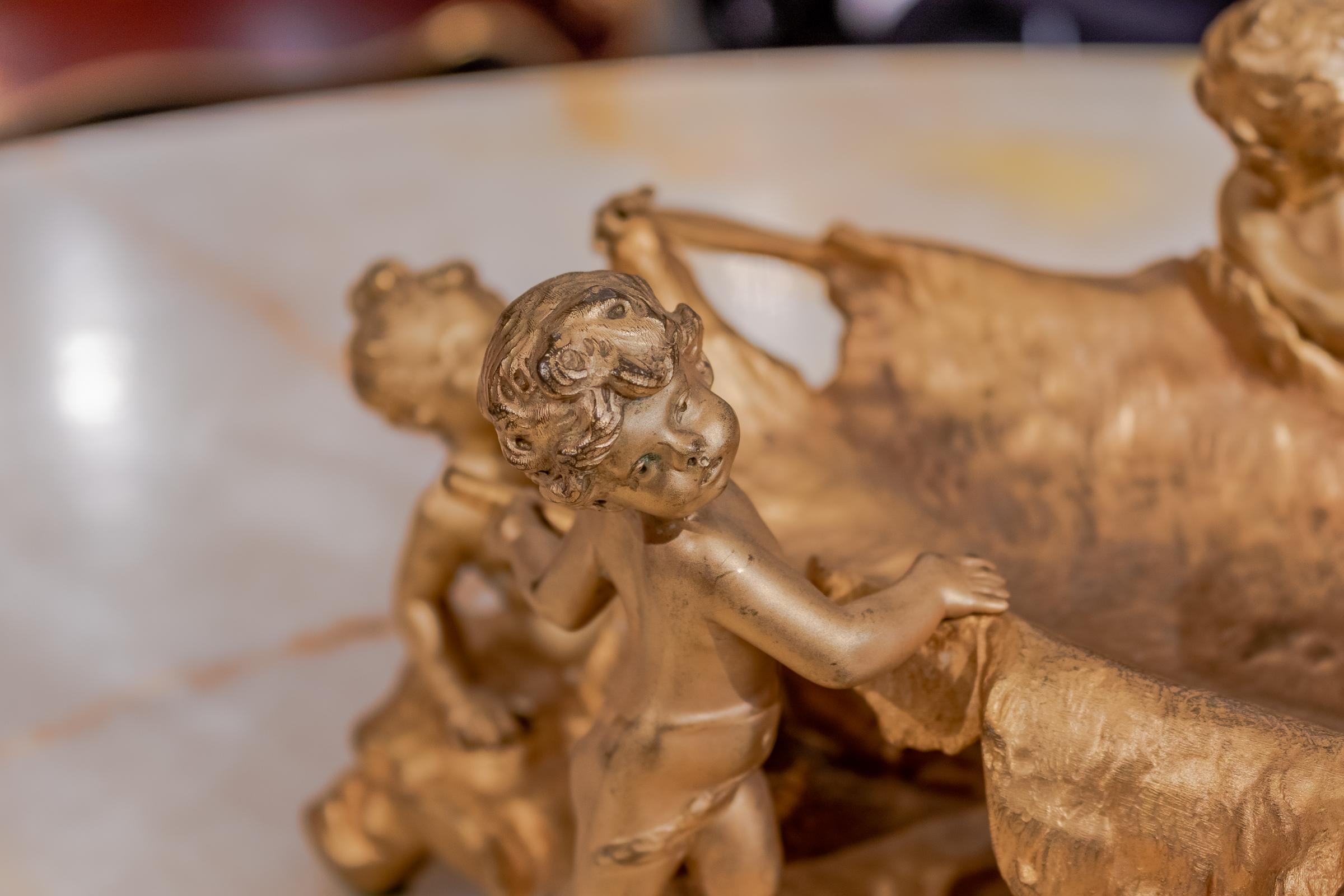 19th Century French Gilt Bronze of Hunting Cherubs with There Kill by Moreau 1