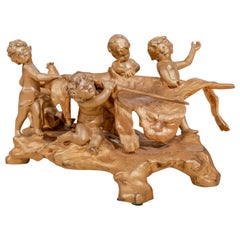19th Century French Gilt Bronze of Hunting Cherubs with There Kill by Moreau