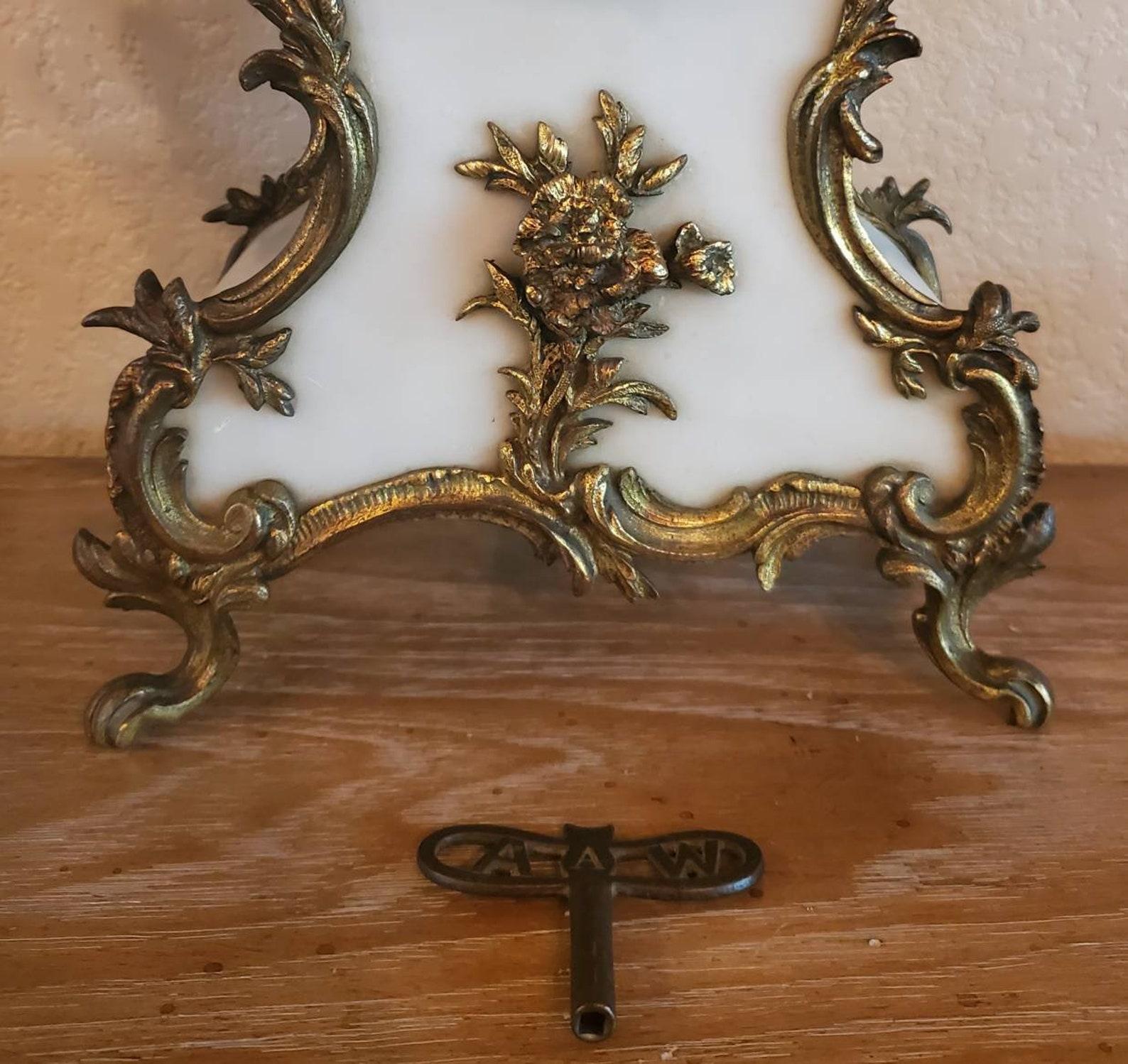 19th Century French Gilt Bronze Ormolu Mounted Slate Marble Mantel Clock 4