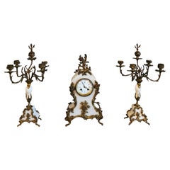 19th Century French Gilt Bronze Ormolu Mounted Slate Marble Mantel Clock 