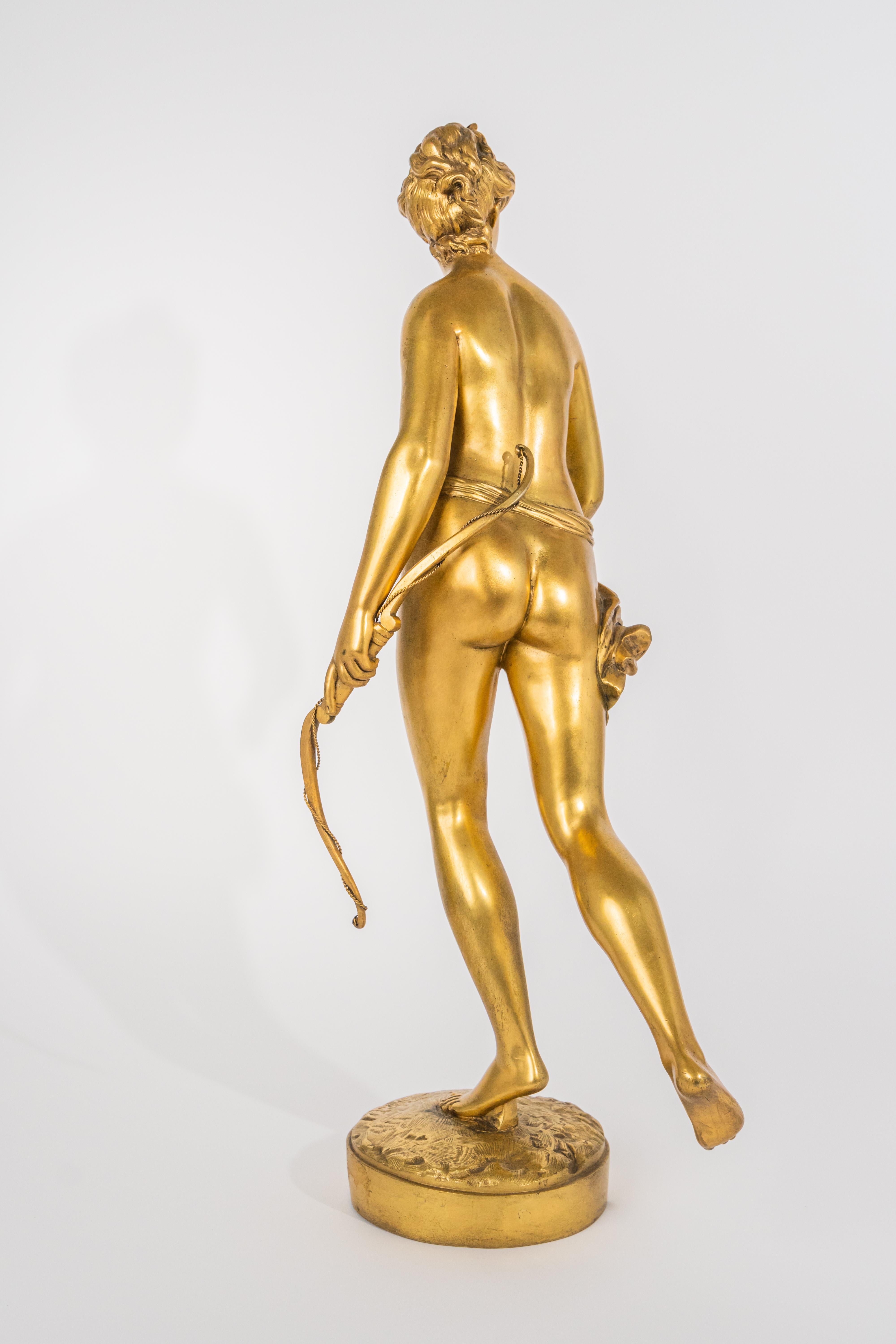 Magnificent 19th C. French gilt bronze Diana the huntress after the model of Jean-Antoine Houdon (1741-1828)

Measure: H: 24