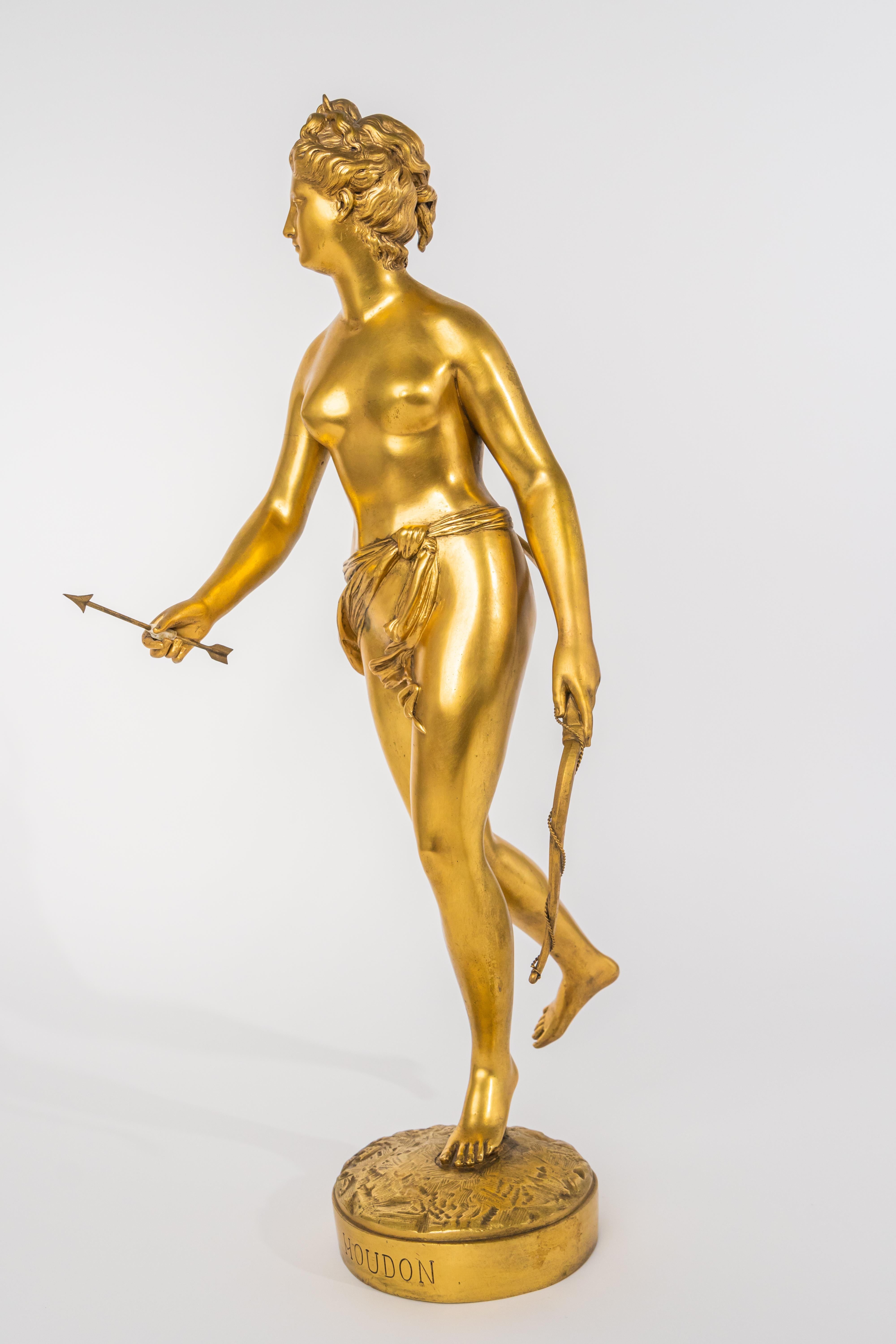19th Century French Gilt Bronze Sculpture of Diana the Huntress 1