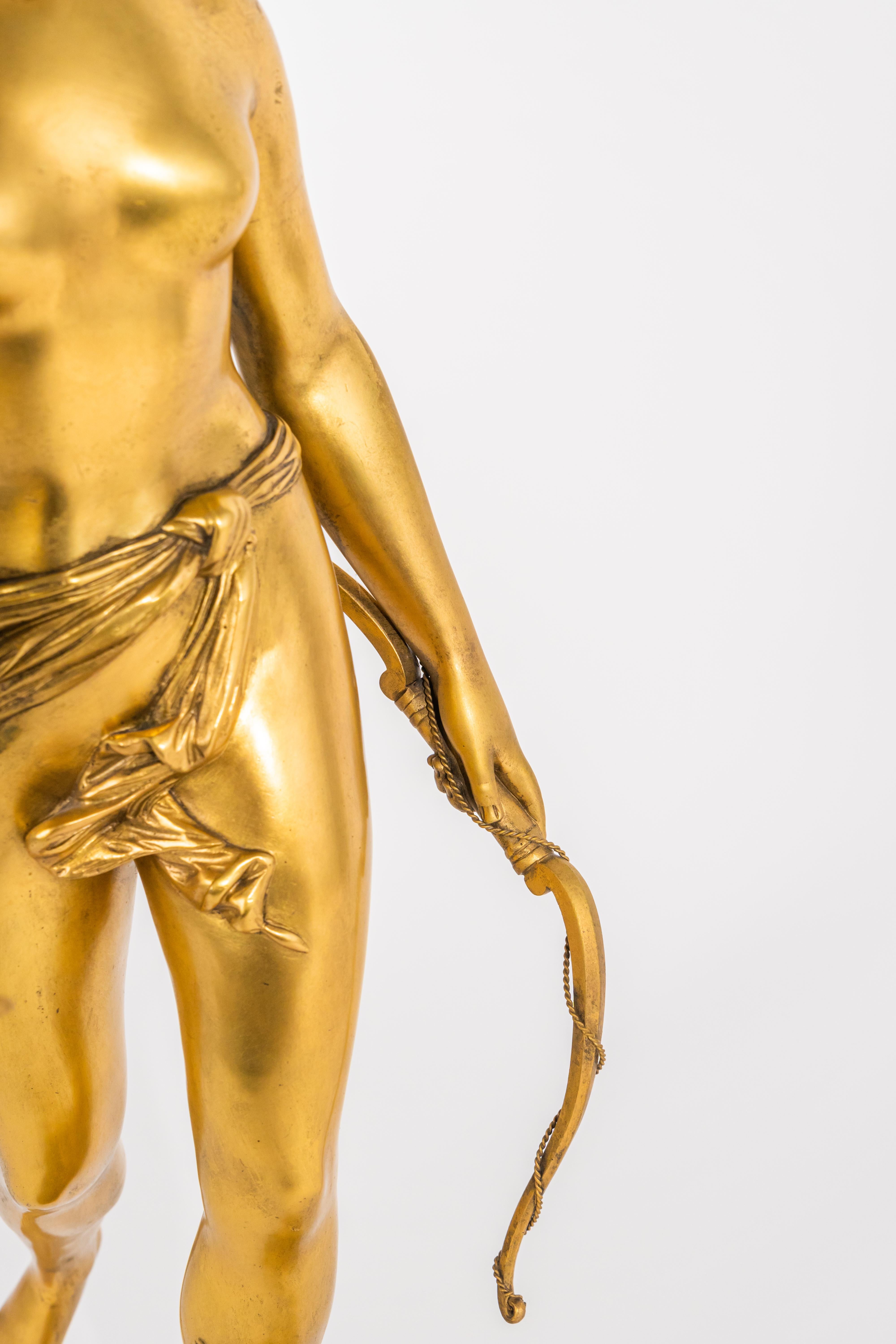 19th Century French Gilt Bronze Sculpture of Diana the Huntress 5