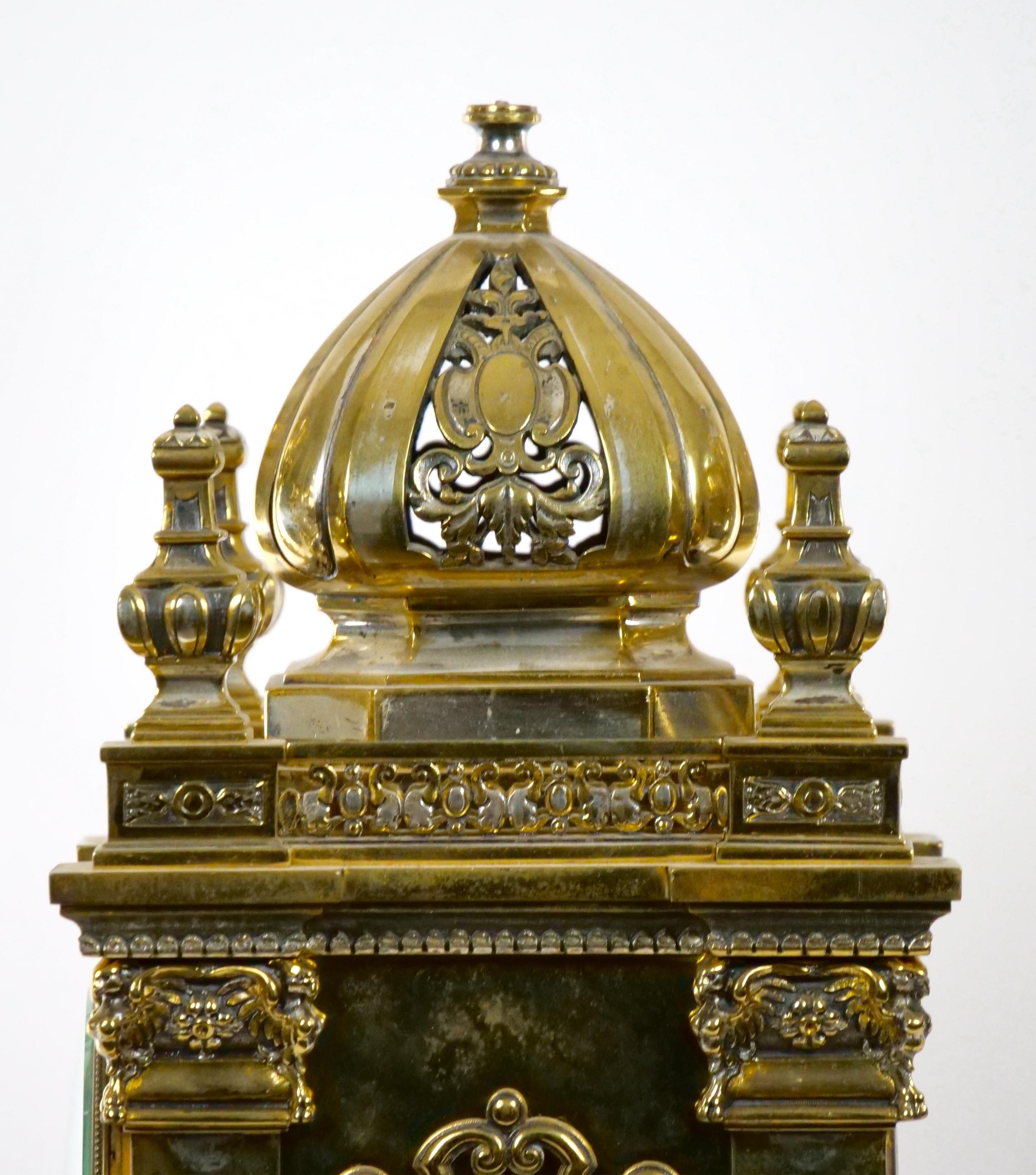 19th Century French Gilt Bronze & Silvered Three Piece Clock Garniture For Sale 3