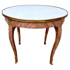 19th Century French Gilt Bronze White Marble Side Table Gueridon