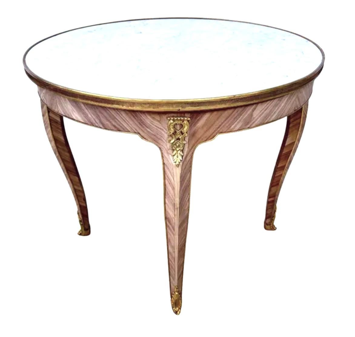 Table d'appoint en bronze doré et marbre blanc du 19e siècle, Gueridon Bon état - En vente à Bradenton, FL