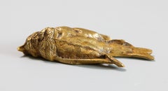 19th Century French Gilt Bronze Wounded Sparrow Bird, after Comolera