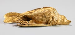 19th Century French Gilt Bronze Wounded Sparrow Bird, after Comolera
