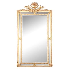 19th Century, French, Gilt Carved Louis XVI Full Length Mirror