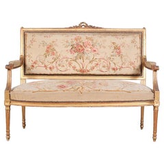 19th Century French Gilt Carved Louis XVI Settee