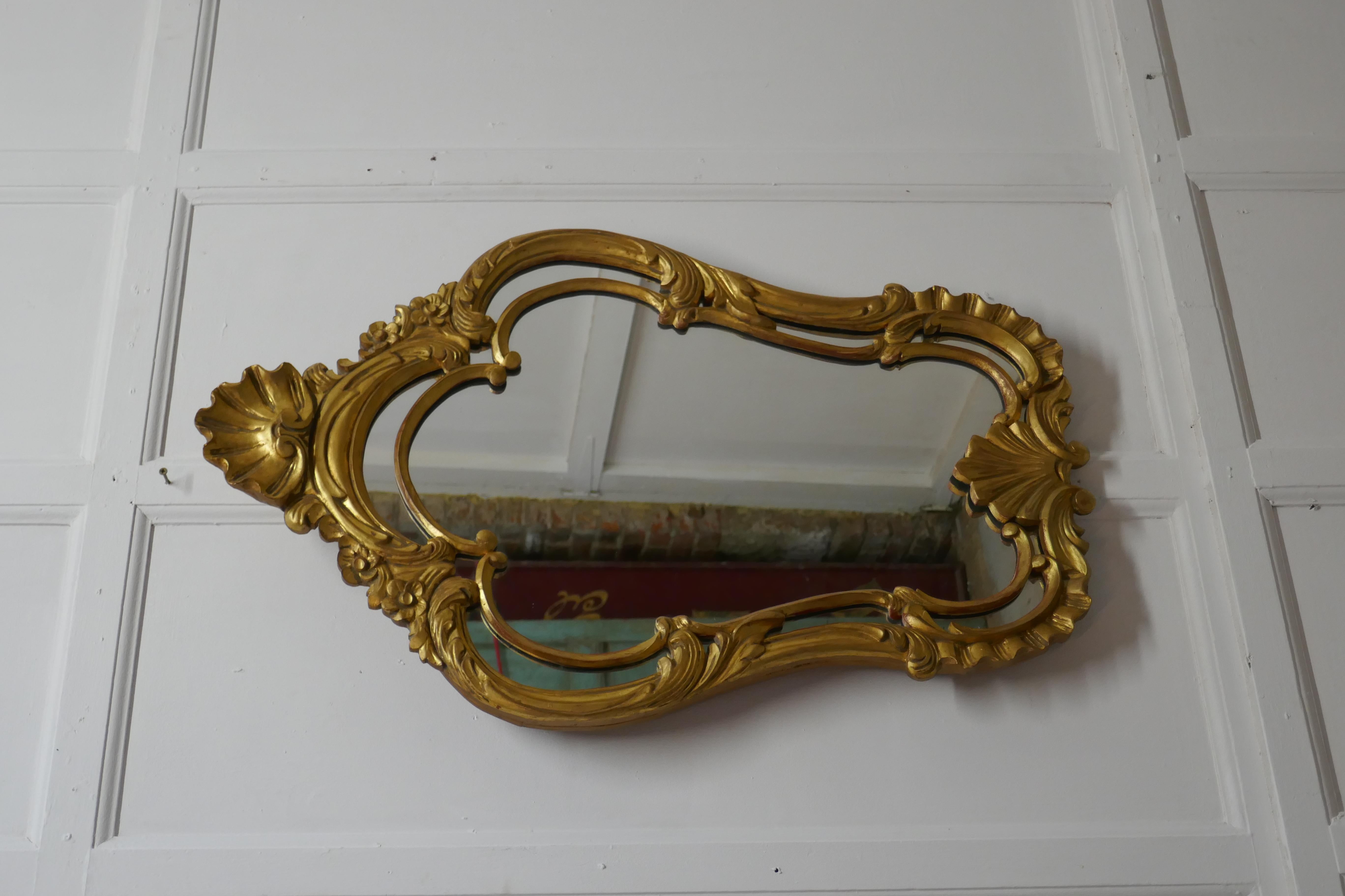 Giltwood 19th Century French Gilt Console Mirror