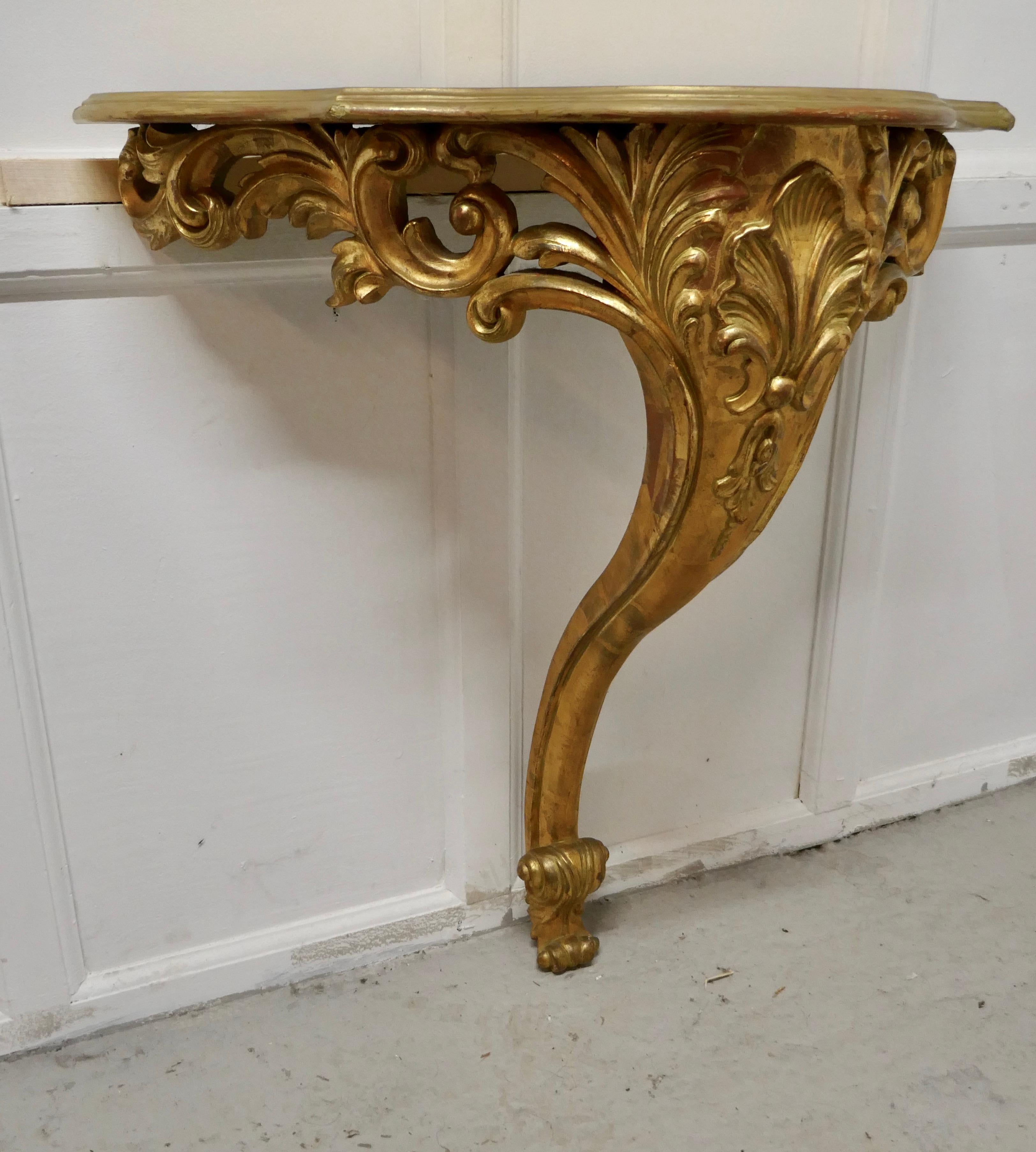 19th Century French Gilt Console or Hall Table and Matching Mirror Set For Sale 1