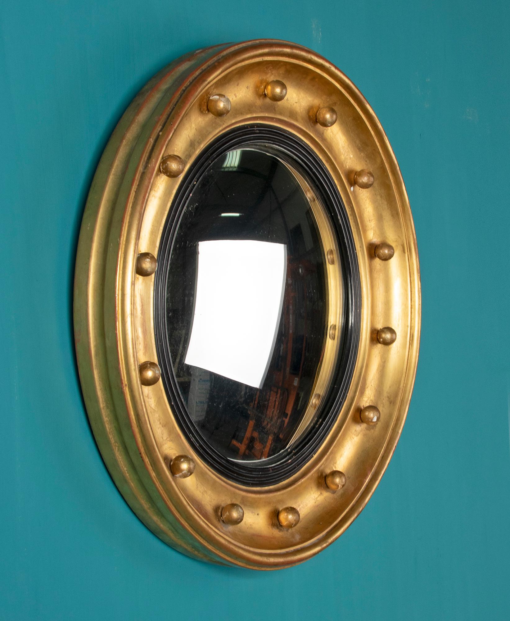 Late 19th Century 19th Century French Gilt Convex Mirror