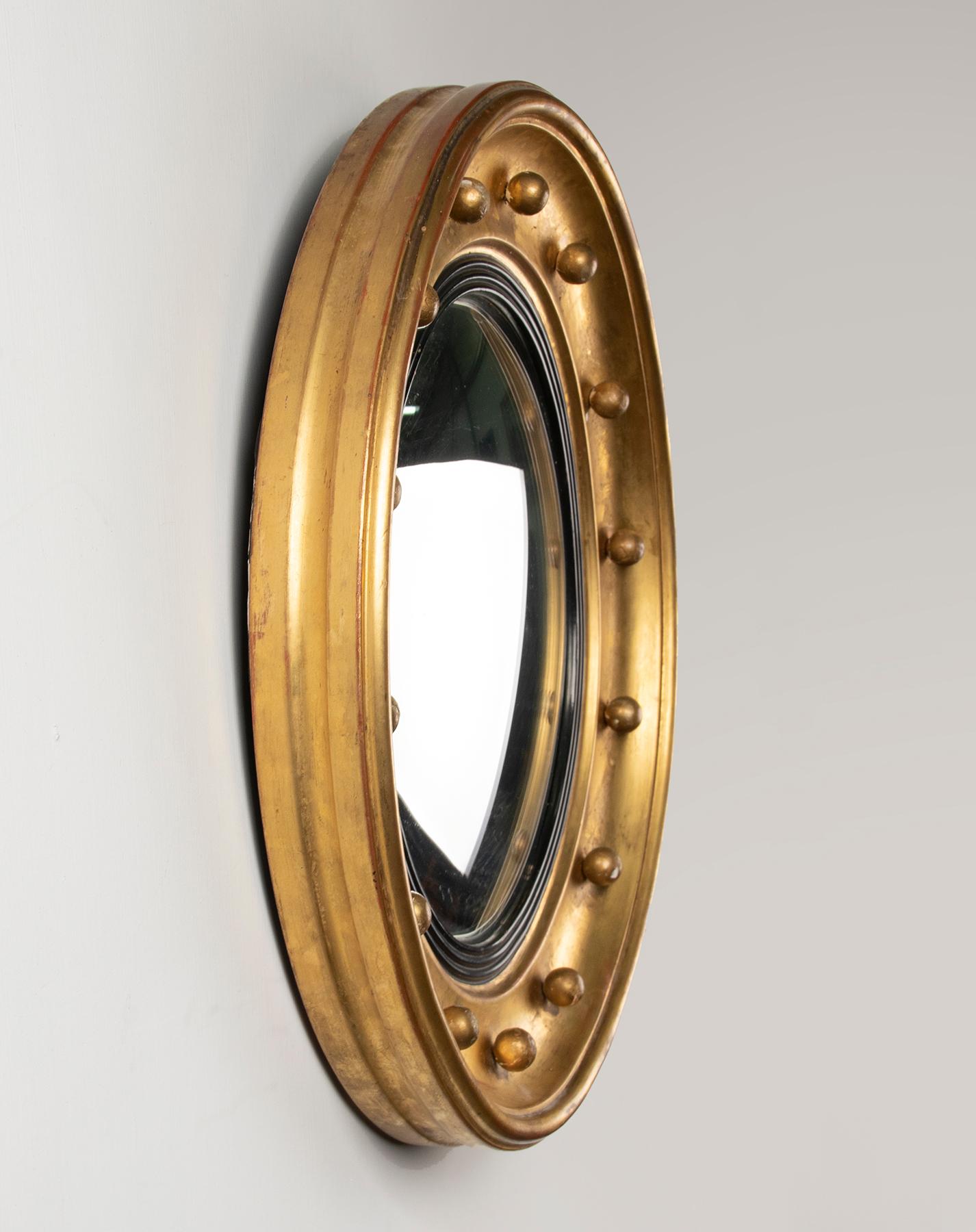 19th Century French Gilt Convex Mirror 1
