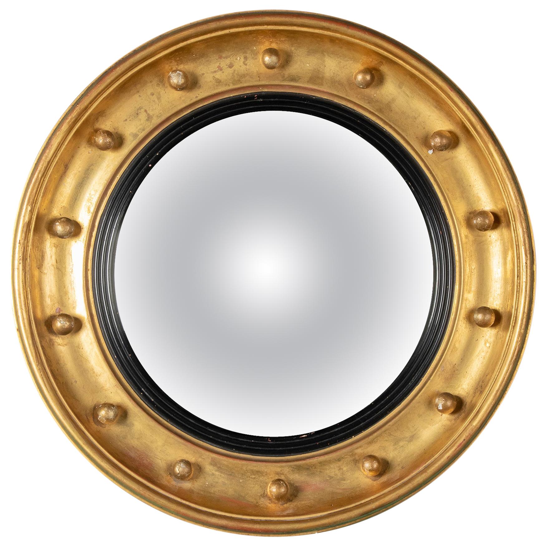 19th Century French Gilt Convex Mirror