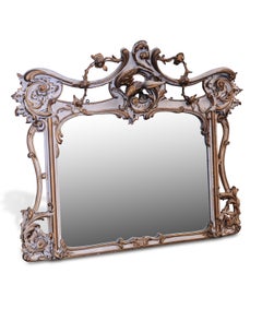 19th Century French Gilt Gesso Rococo Filigree Decorative over Mantel Mirror