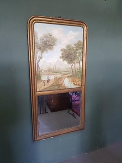 19th Century French Gilt Mantel Mirror with a Classical Painting