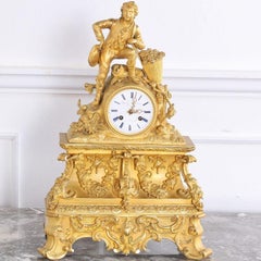 19th Century French Gilt Mantle Clock Signed ‘Bourdin’