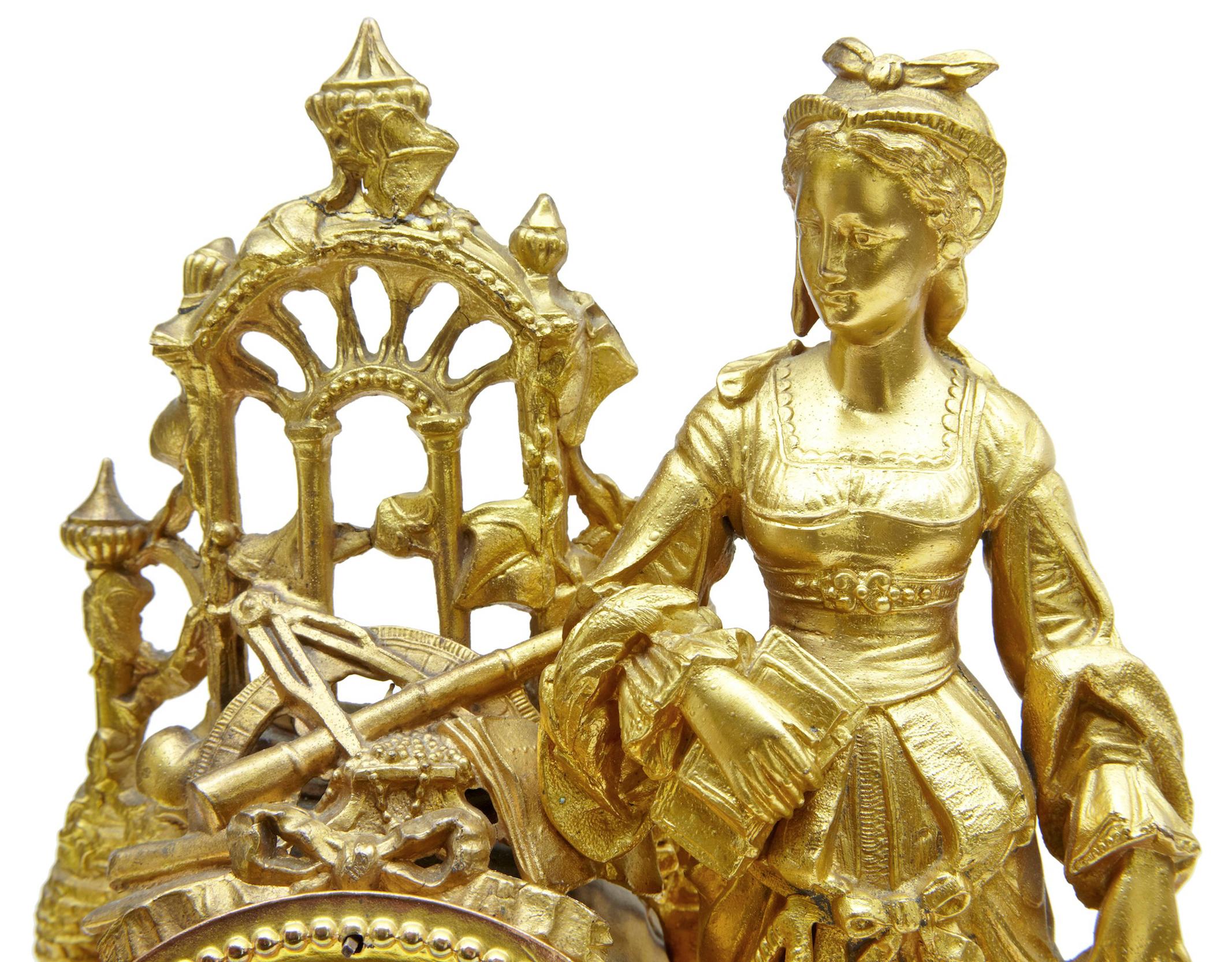 19th Century French Gilt Mantle Clock with Sevres Plaques For Sale at ...