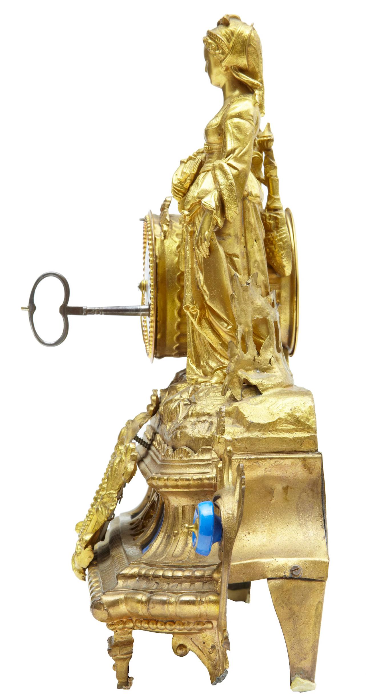 19th Century French Gilt Mantle Clock with Sevres Plaques For Sale at ...
