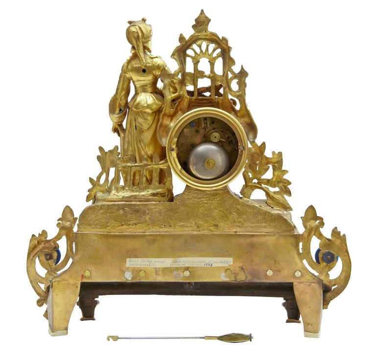 19th Century French Gilt Mantle Clock with Sevres Plaques For Sale at ...