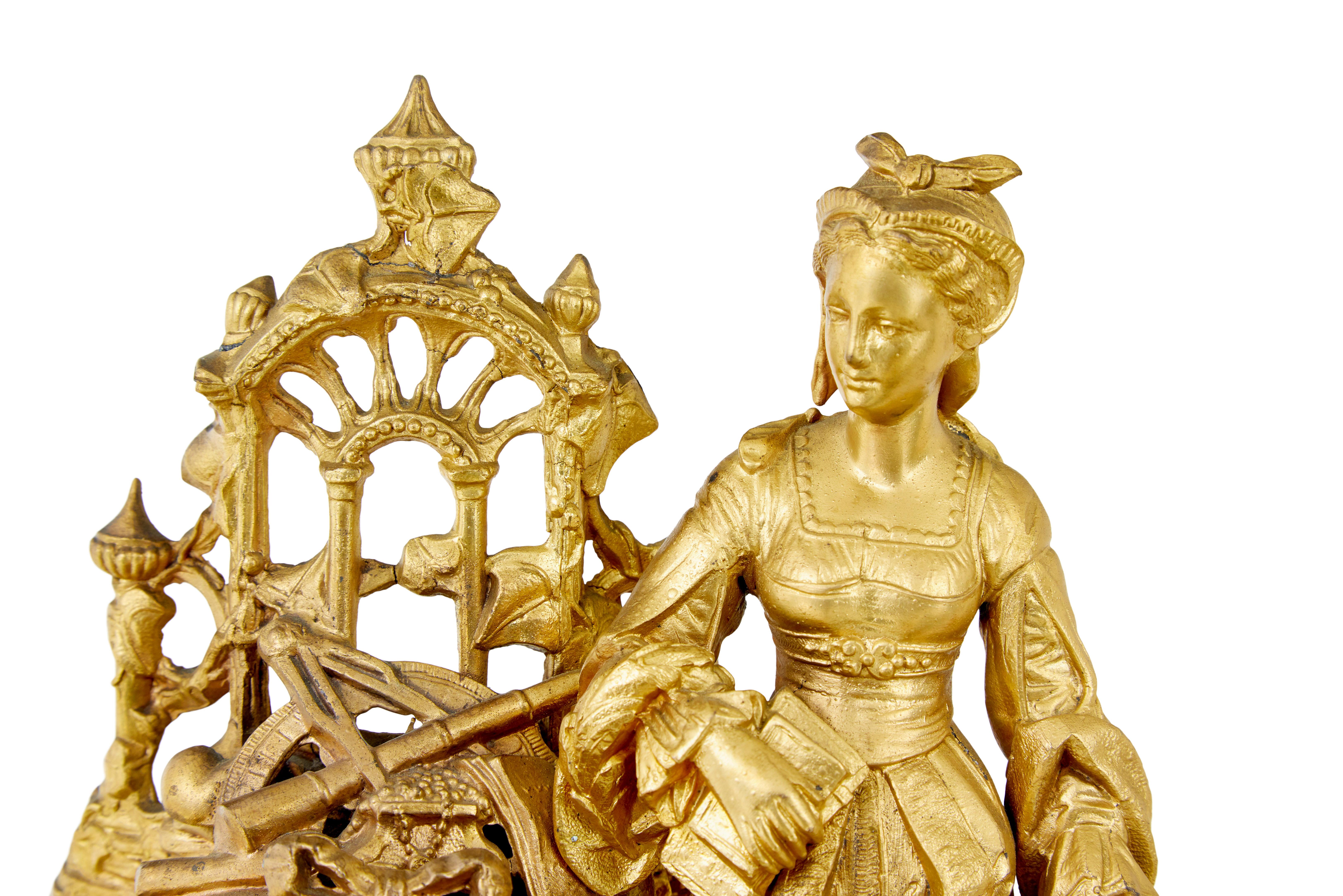 19th Century French gilt mantle clock with sevres plaques For Sale 2