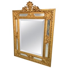 Antique 19th Century French Gilt Margin Frame Mirror with Deep Bevelled Mirror Plate