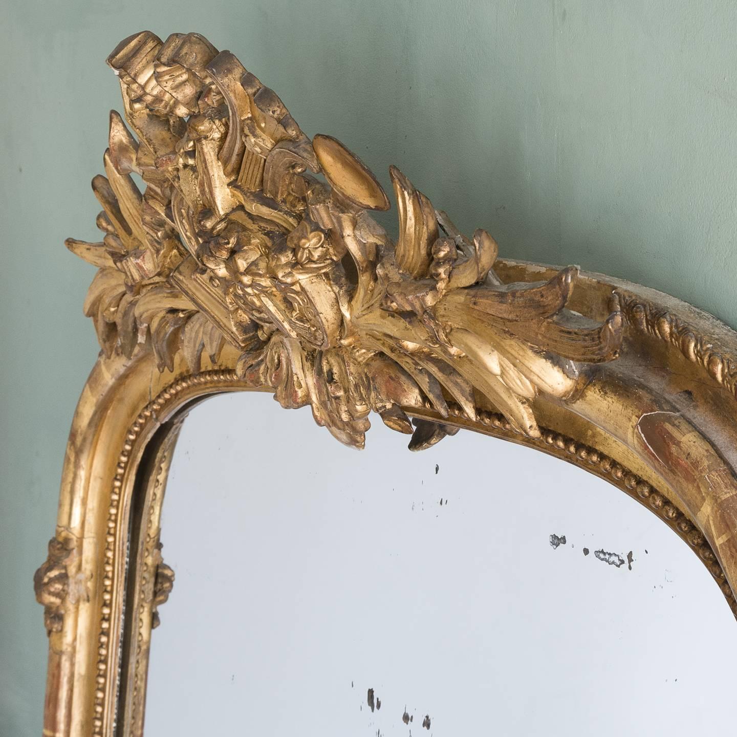 19th Century French Gilt Overmantel Mirror In Good Condition In London, GB