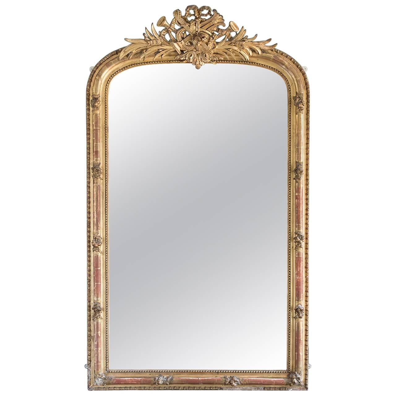 19th Century French Gilt Overmantel Mirror
